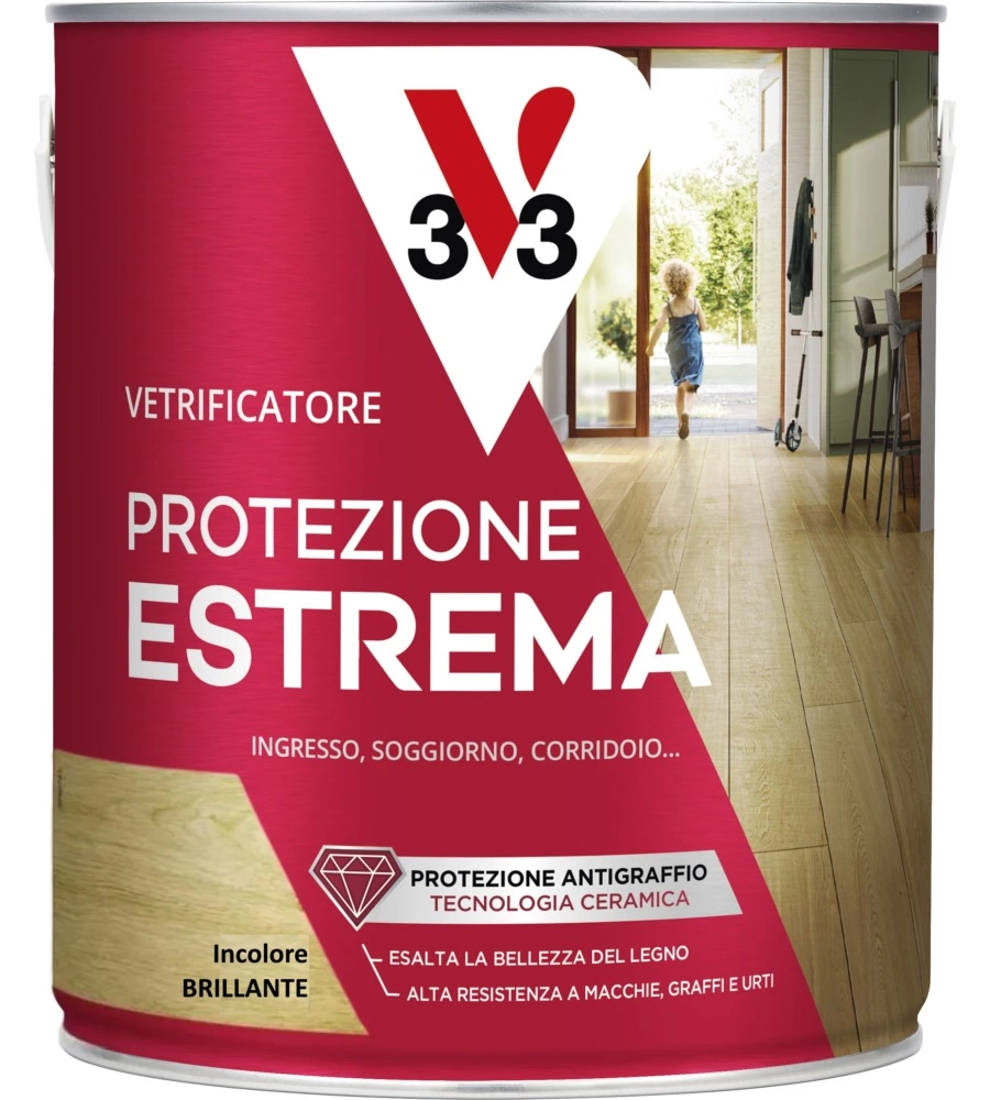 Vetrificatore parquet protezione estrema, brillante incolore  - 2,5 litri